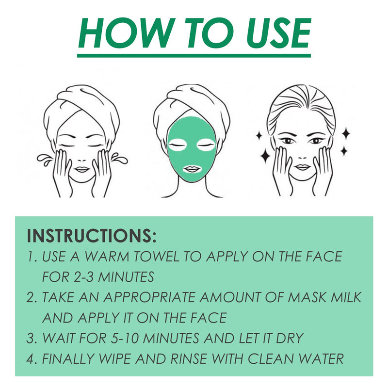 OUHOE Facial Green Tea Vitamin Cleanse Mask, Facial Acne Deep Moisturizing Smear Delicate Pores Tender Skin