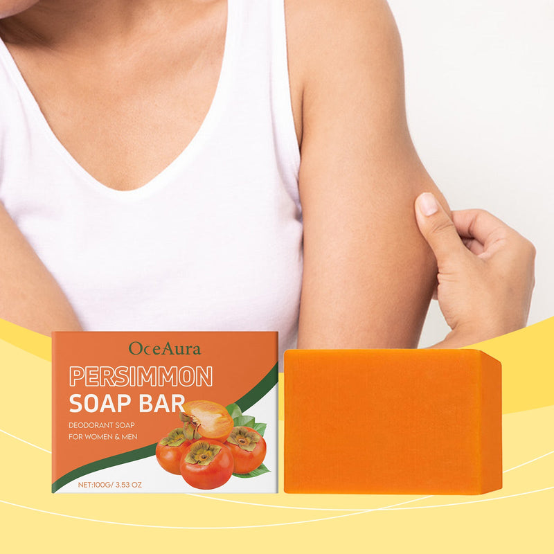 OceAura Persimmon Bath Soap, Gentle Exfoliating Soft Moisturizing Hydrating Refreshing Body Cleansing Soap