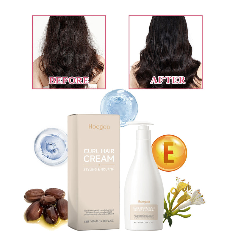 Moisturizing Curl Cream, Hydrating Glossy Curl Cream, Hydrating Hair Elastic Curl Cream