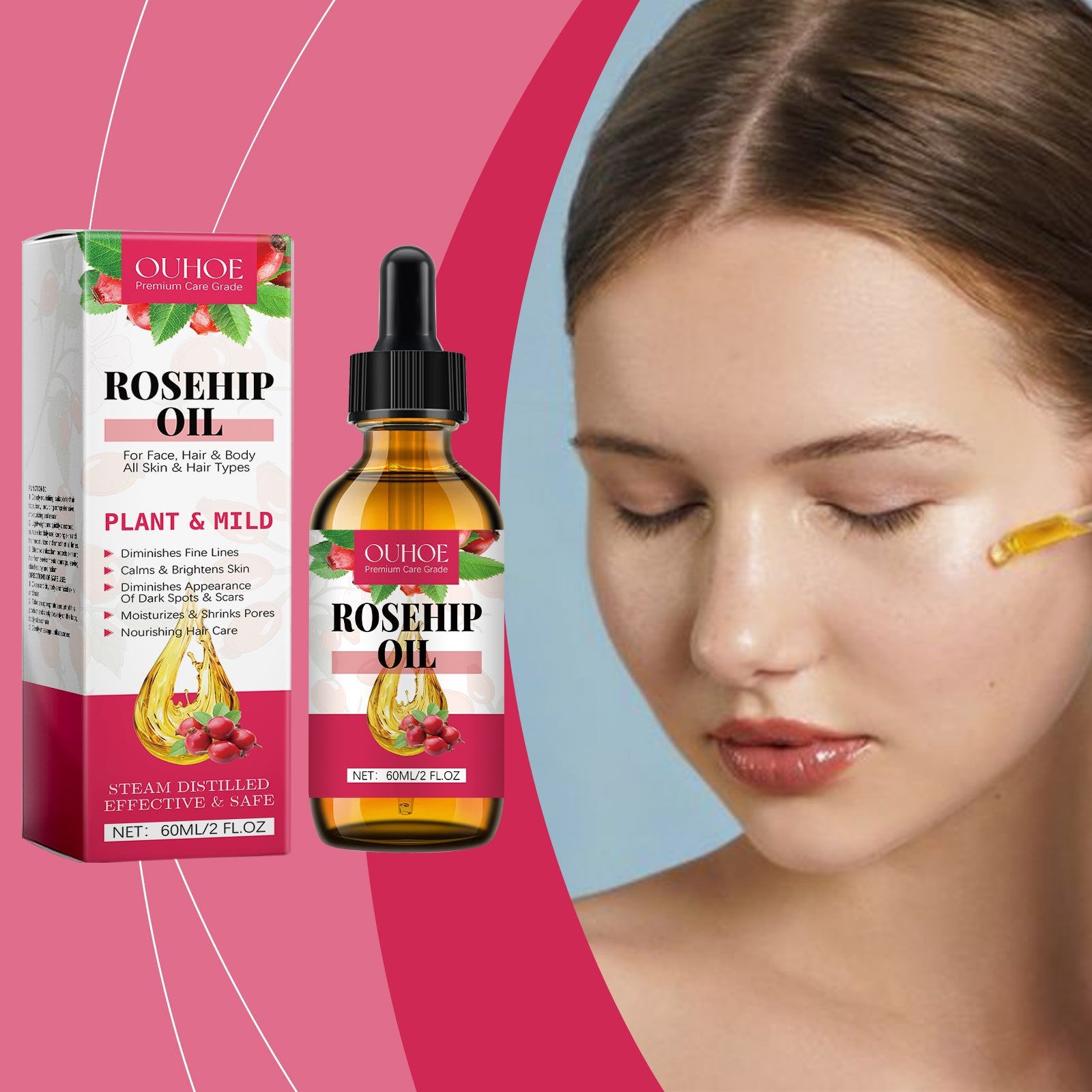 Rose Moisturizing Fruit Oil, Facial Moisturizing, Moisturizing, Non-Tight, Brightening And Rejuvenating Repair Essence