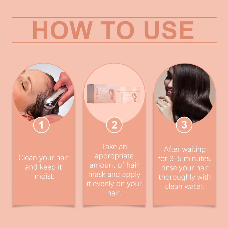 OUHOE 10 Minute Superfood Hair Mask, Nourishing And Hydrating Repair Dry And Irritated Hair Smooth Glossy Oil Control Hair Mask