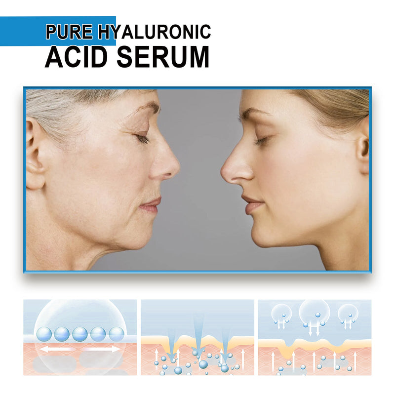 Jayswing Pure Hyaluronic Acid Facial Essence, Moisturizing Shrinking Pores Smoothing Fine Lines Essence