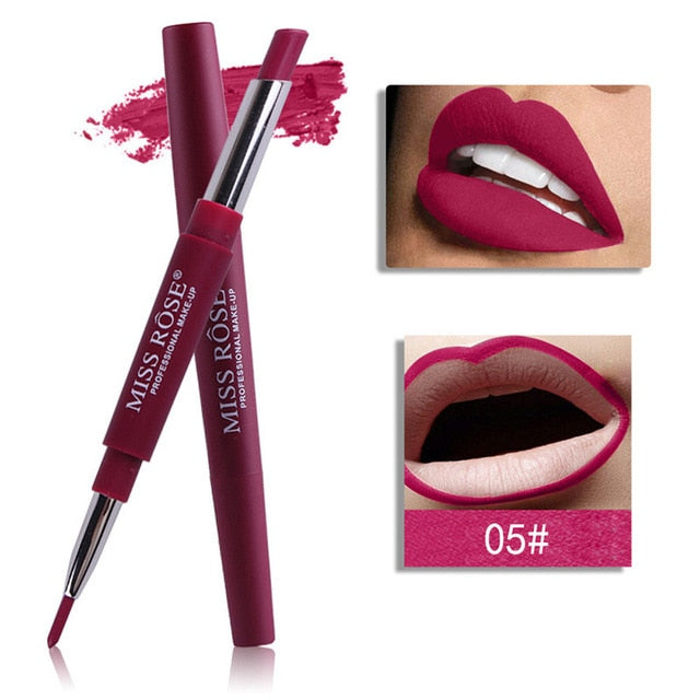 MISS ROSE 1PC Double-end Lasting Lipliner Waterproof Lip Liner Stick Pencil 8 Colors Party Daily Makeup Lipliner Pen