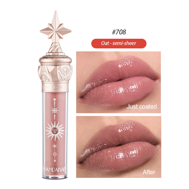 HANDAIYAN Small Star Stick Lip Gloss Lipstick Water Light Film Mirror Lip Glaze Glass Lip Gloss Moisturizing Lasting Not Easy To Fade