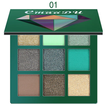 CmaaDu 9 Colors Eye Shadow Diamond Shine Eyeshadow Palette Shiny Highlight Eyeshadow