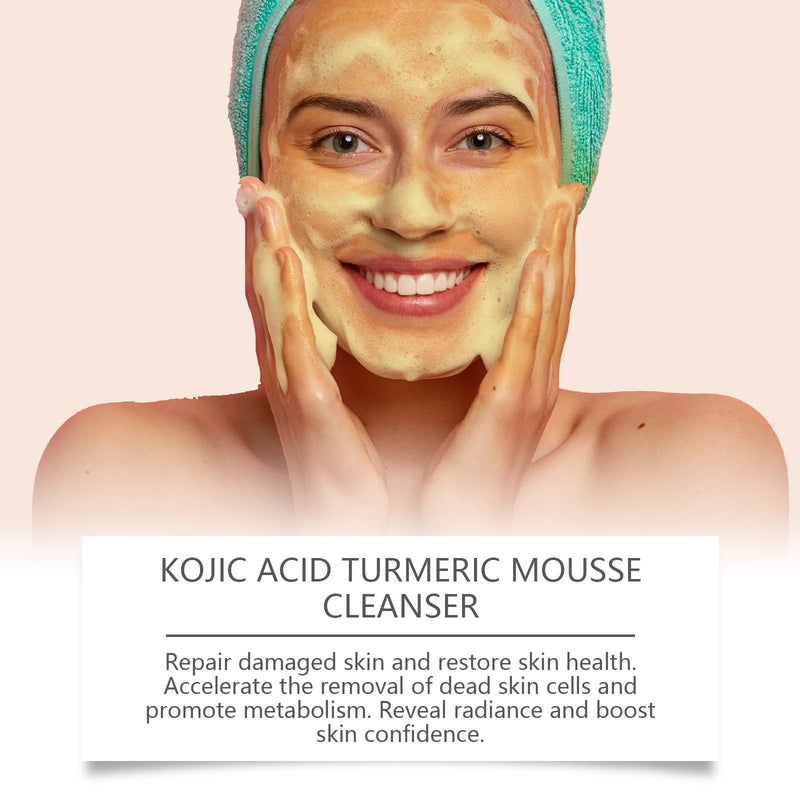 Kojic Acid Turmeric Mousse Cleanser Moisturizes And Locks Water Temperature And Cleanses Clear And Clear Skin Foam Cleanser