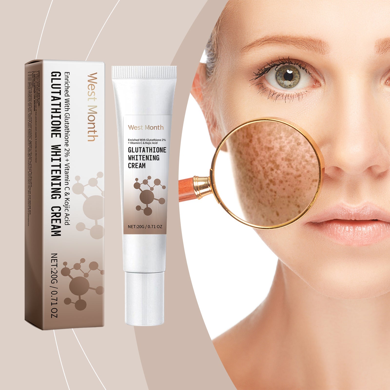 Glutathione Skin Care Cream, Gentle Moisturizing Moisturizing Facial Skin Tender Cream