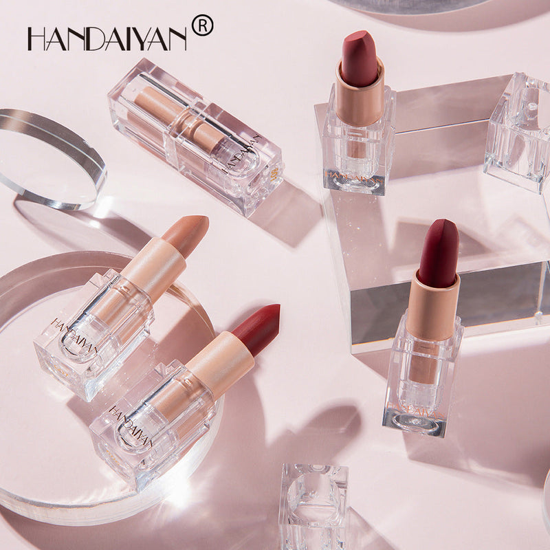 HANDAIYAN Matte Lipstick 12 Color Lipstick Not Easy To Fade Nude Pink Lipstick
