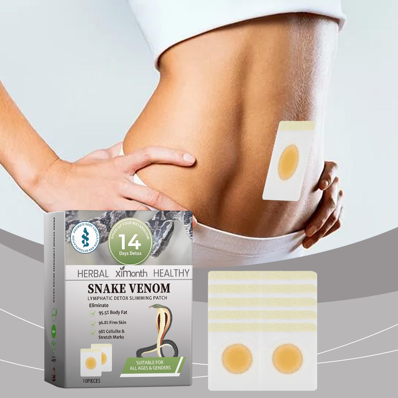 Snake Venom Lymphoid Detox Patch, Slimming And Firming Skin Snake Venom Patch Lightweight Body Sculpting Patch