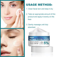 Retinol Collagen Moisturizer Face Cream, Deep Moisturizing Long Lasting Hydrating Firming Moisturizing Whitening Skin Care Cream