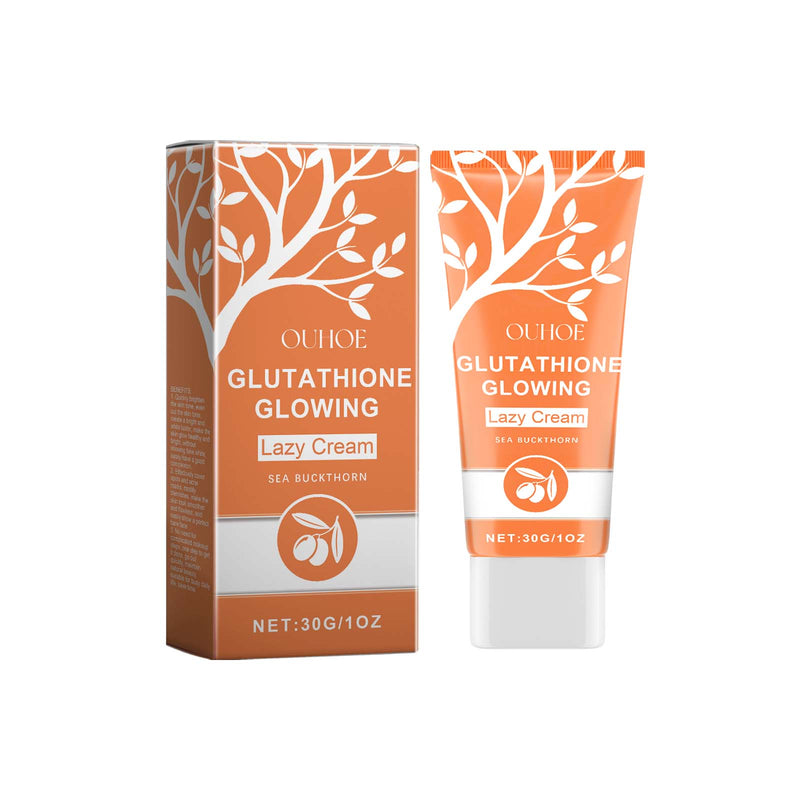 OUHOE Glutathione Glowing Lazy Cream, Fade Fine Lines Moisturizing And Brightening Concealer Long-Lasting Natural No Fake White Slacker Cream