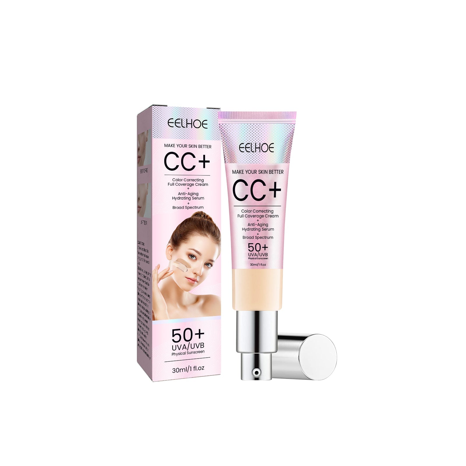 Face Repair Cc Cream Natural Concealer, Water Resistant, Moisturizing And Repairing Brightening Skin