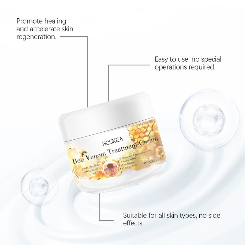 Houkea Bee Venom Skin Care Cream, Gentle, Clean And Lubricate Skin And Remove Flesh Granules