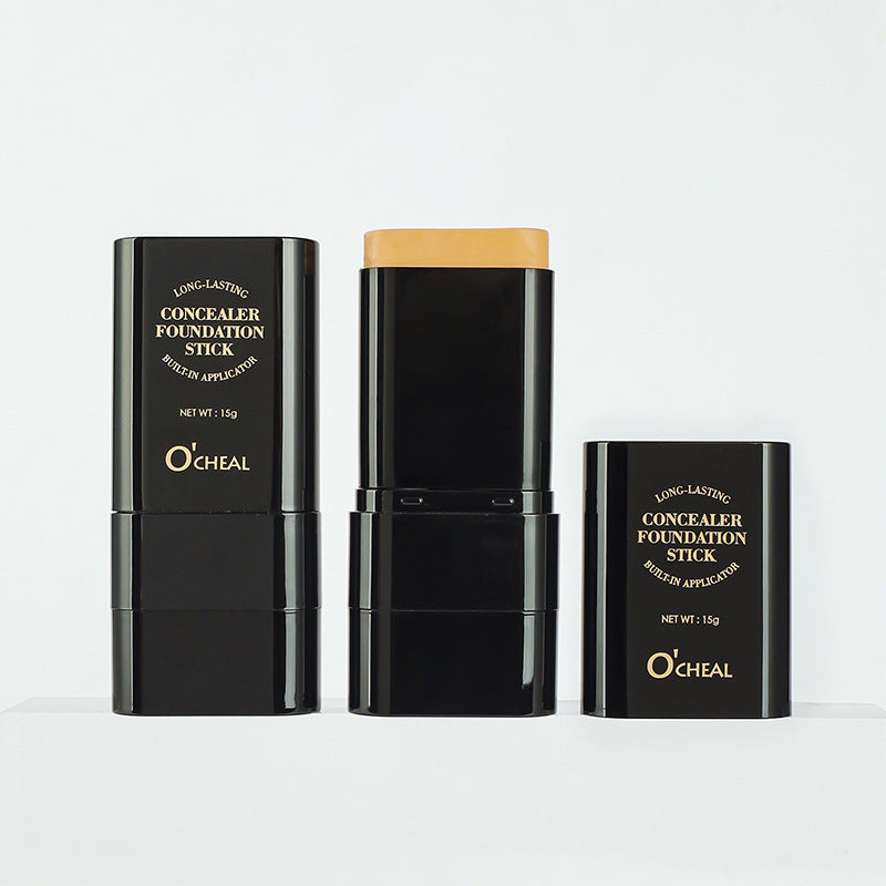 Oqianya Cream Foundation Concealer Long-Lasting Solid Foundation Dual-Purpose Powder Puff Brush