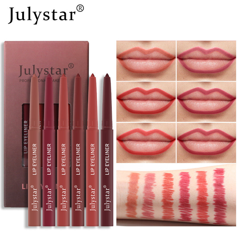 Lipstick Pink Six Pack Lipstick Pen Waterproof Matte Velvet Fog Rotary Lipliner