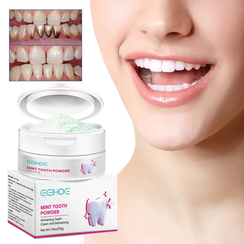 Mint Dental Powder, Remove Dirt Fresh Breath Bright White Teeth Clean Odor Stains And Tartar Cleaning Powder
