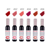 Fit Colors Red Wine Bottle Non Stick Cup Matte Lip Gloss Fog Face Velvet Lip Gloss Liquid Lipstick 6 Pcs Set