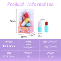 Fit Colors 12 Colors Mini Pill Matte Lipstick Velvet Matte Portable Pill Capsule Lipstick