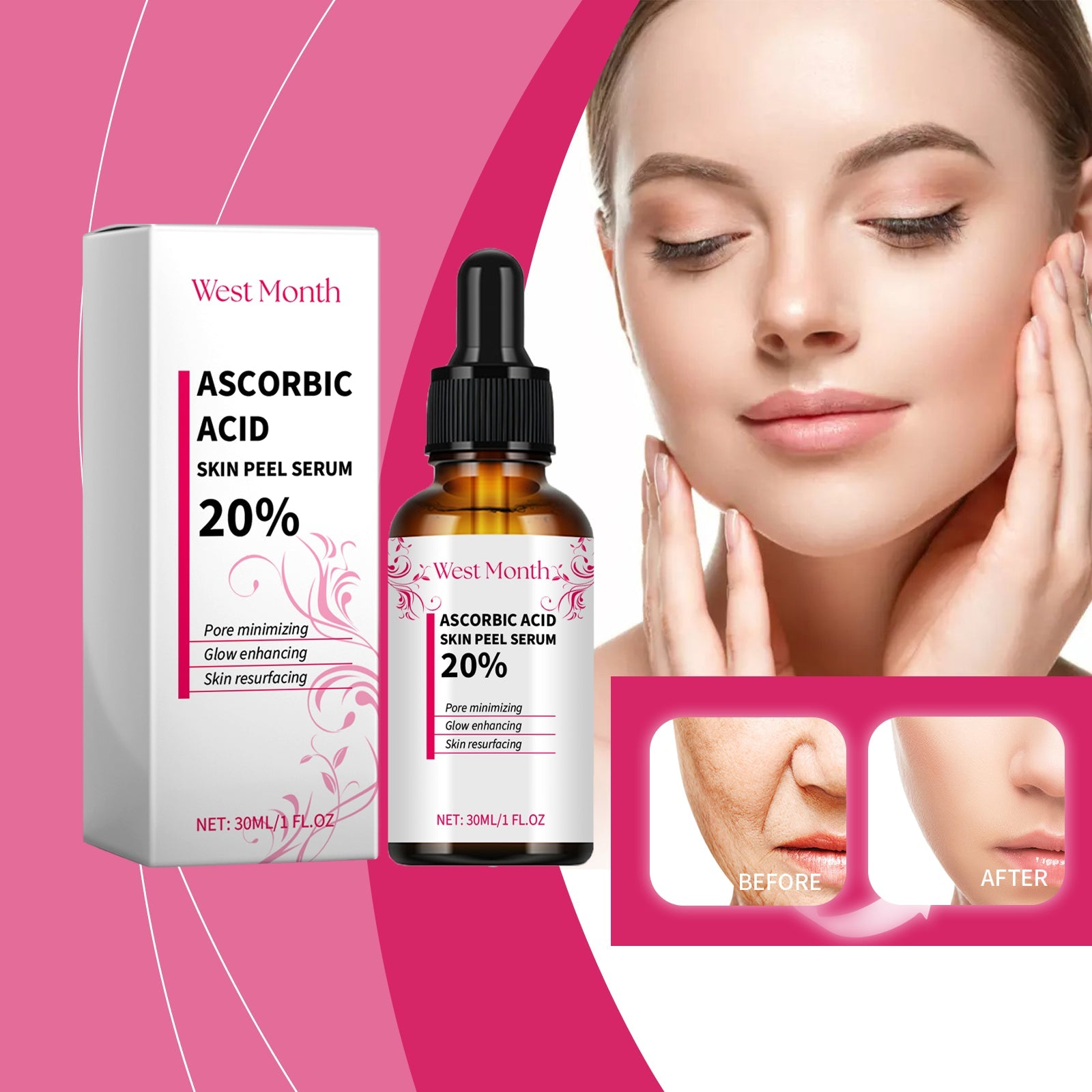 West&Month Moisturizing And Brightening Essence, Moisturizing And Moisturizing Delicate Skin Care Essence