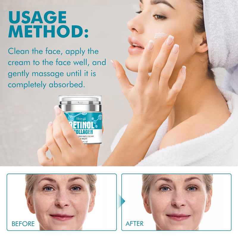HOYGI Retinol & Collagen Moisturizer Face Cream, Tighten Facial Skin Anti-Wrinkle Anti-Aging Fade Law Wrinkle Skin Cream