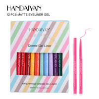 HANDAIYAN 12 Matte Colored Eyeliner Pens Quick Drying Gel Eyeliner Pens