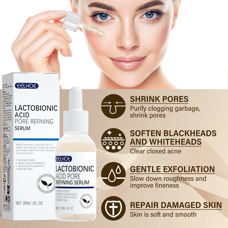 EELHOE Lactosyl Acid Pore Narrowing Essence Skin Elastic Delicate Cleansing Blackhead Skin Care Essence