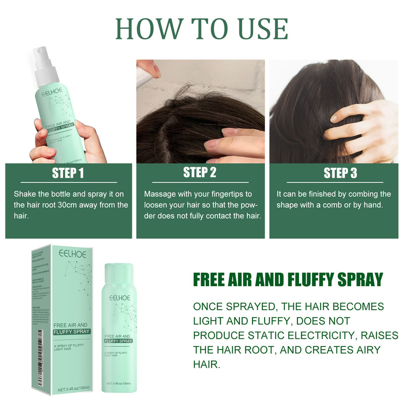 EELHOE No-Wash Dry Hair Spray, Air Fluffiness Remove Oil Dry And Cool Shampoo-free Dry Hair Agent