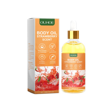 Strawberry Moisturizing Oil, Moisturizing Elastic Firming, Smoothing Fine Lines And Nourishing Skin Body Massage Oil