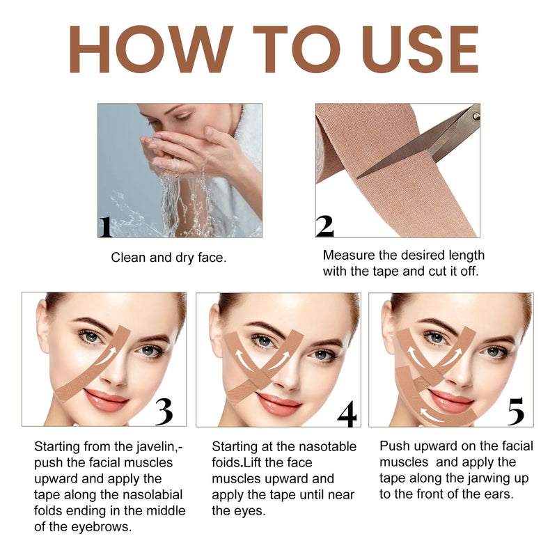 EELHOE Myofascial Face Tightening Band, Face Anti-Sagging Lift Chin V-Shaped Face Breathable Face Lifting Tape