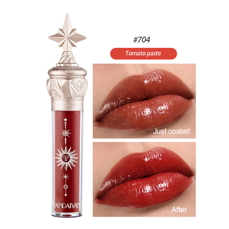 HANDAIYAN Small Star Stick Lip Gloss Lipstick Water Light Film Mirror Lip Glaze Glass Lip Gloss Moisturizing Lasting Not Easy To Fade