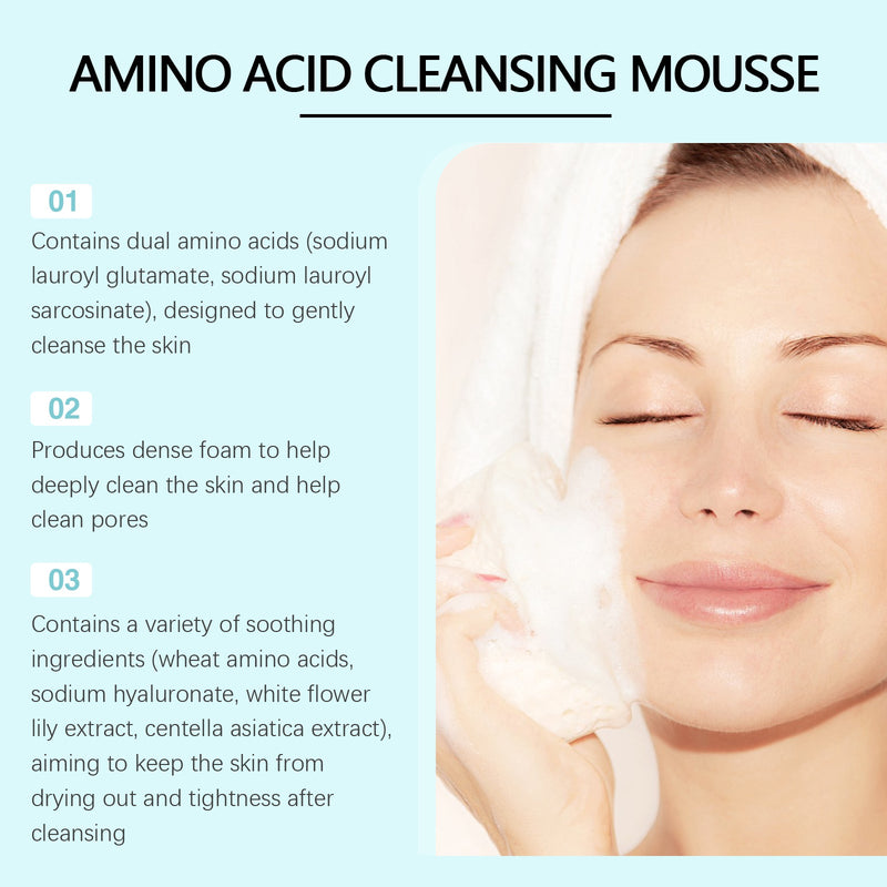 Amino Acid Cleanser Mousse Face Gently Cleanses, Hydrates And Moisturizes Facial Skin Repairing Cleanser