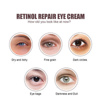 Retinol Repair Eye Cream, Reduce Wrinkles Fine Lines Bags Dark Circles Brightening Skin Anti-Wrinkle Repair Eye Cream