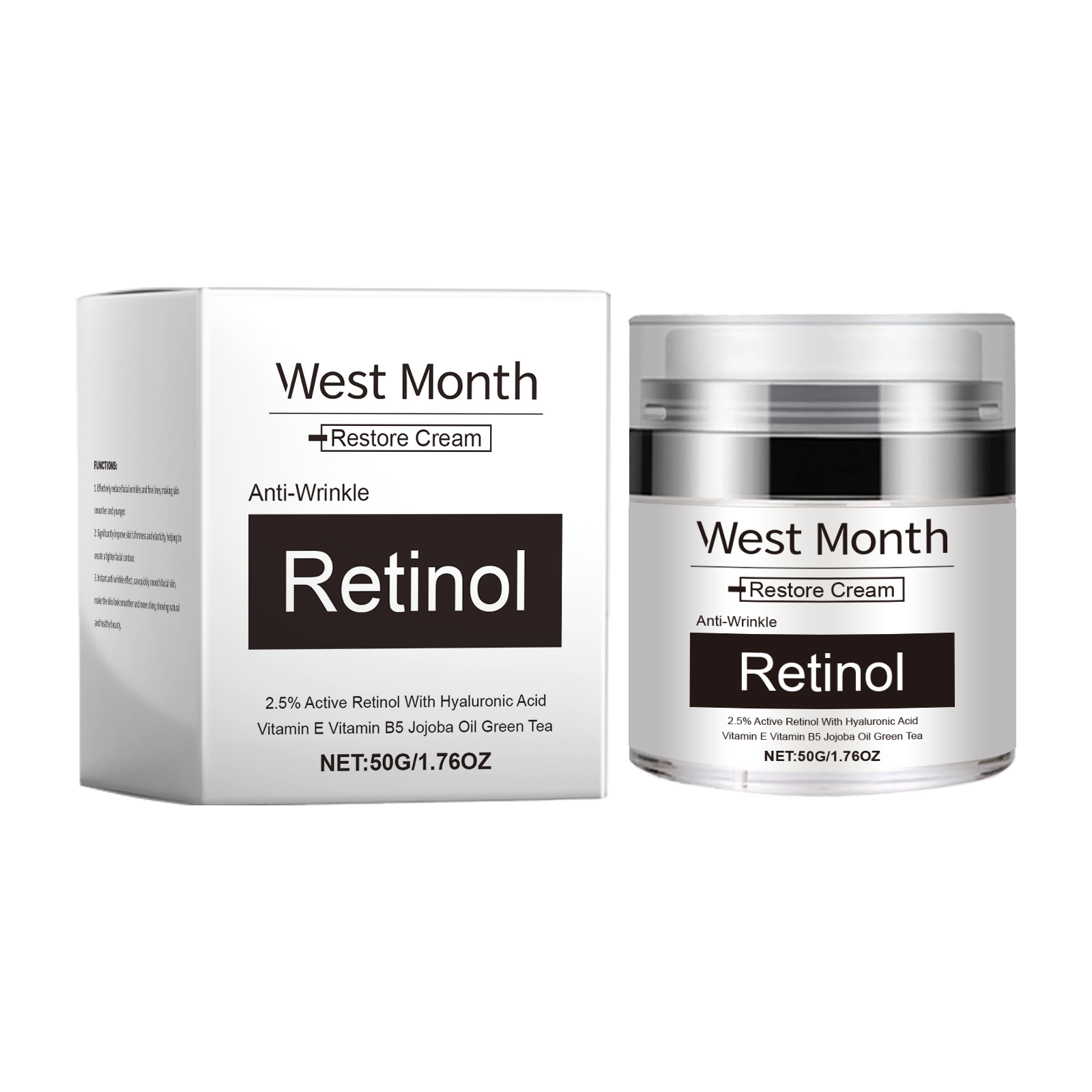 West&Month Retinol Skin Care Cream Lighten Fine Lines Hydrating Moisturizing Soft Nourishing Skin Cream