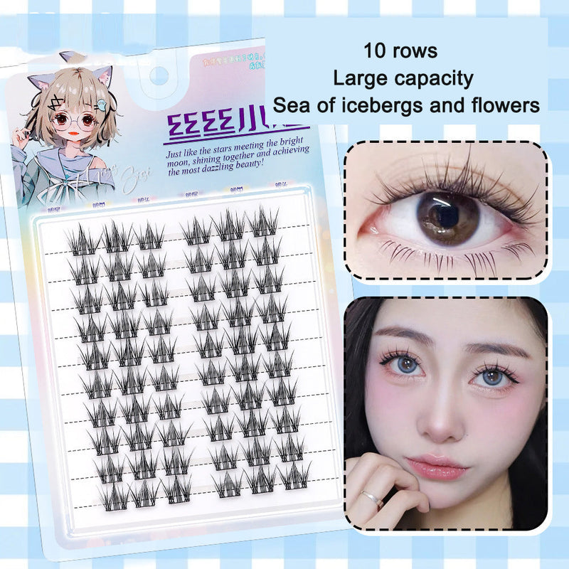 Sunflower Comics Pure Desire Eyelash Simulation Natural Thickening Large Segmented Trilogy False Eyelash Laziness