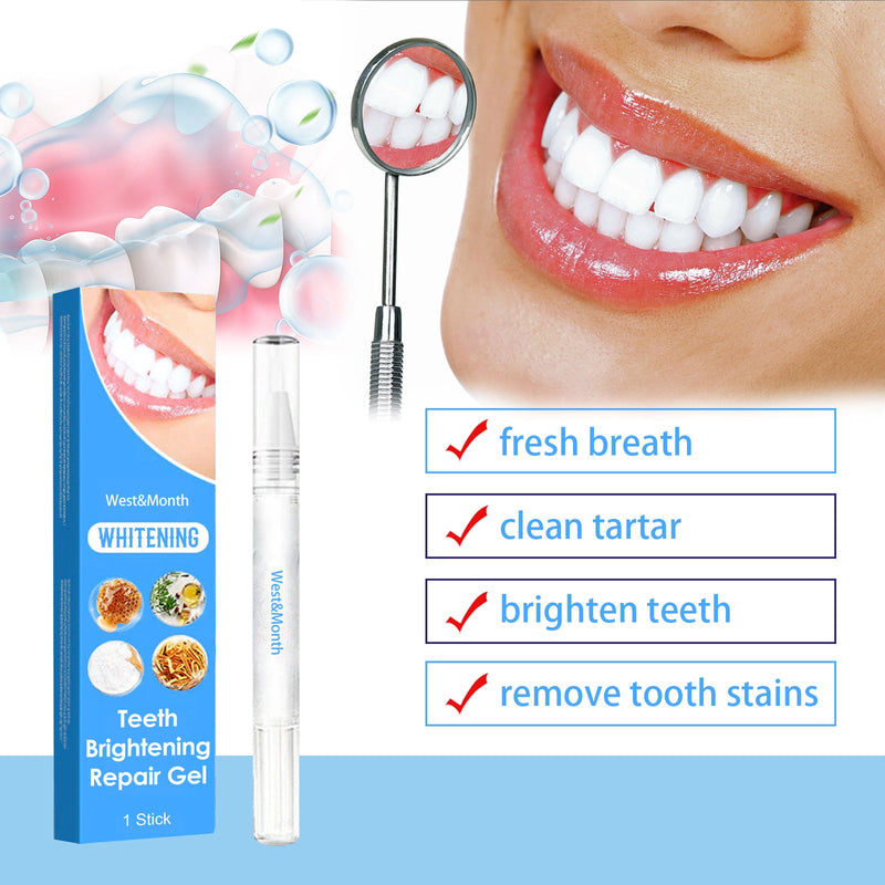 West&Month Teeth Brightening Repair Gel, Oral Care Beauty Cleaning Teeth White Brightening Pen