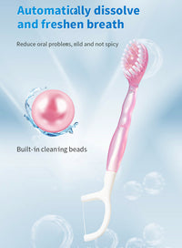 Explosion bead disposable toothbrush mini multifunctional with soft bristles dental floss toothpick