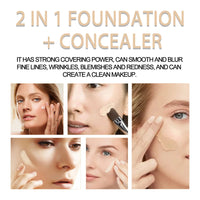 2 In 1 Foundation + Concealer, Blemish Print Natural Concealer Long-Lasting Makeup Invisible Pore Concealer