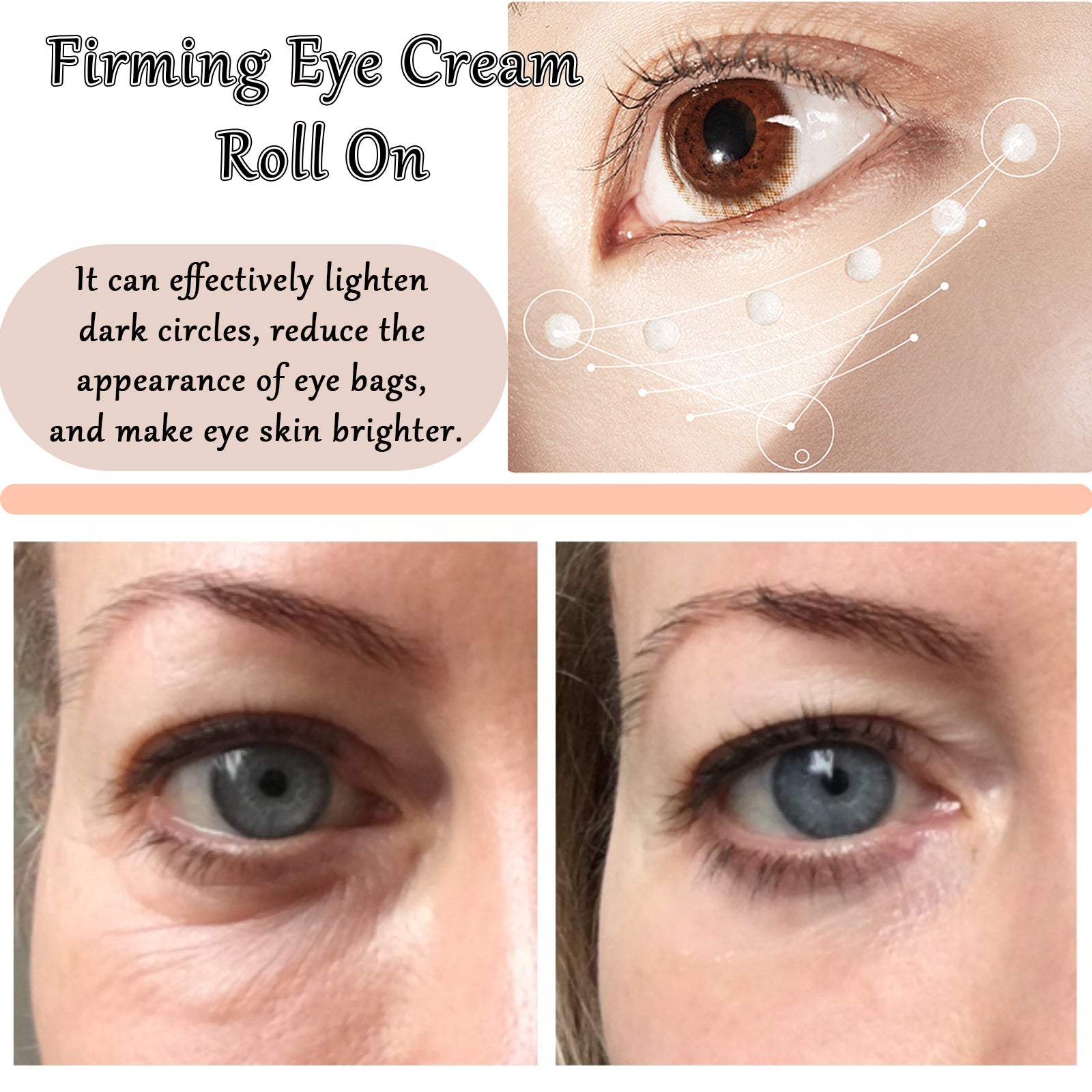 Firming Eye Cream Roll On, Repair Eye Cream Reduces Fine Line Bags Dark And Tight Moisturizing Ball