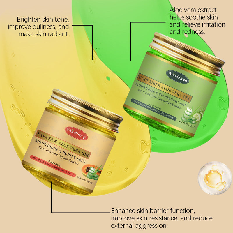 WoodSleep Papaya Aloe Vera Hydrating Gel Facial Cleansing Aloe Vera Gel Moisturizing Nourishing Gentle Exfoliating