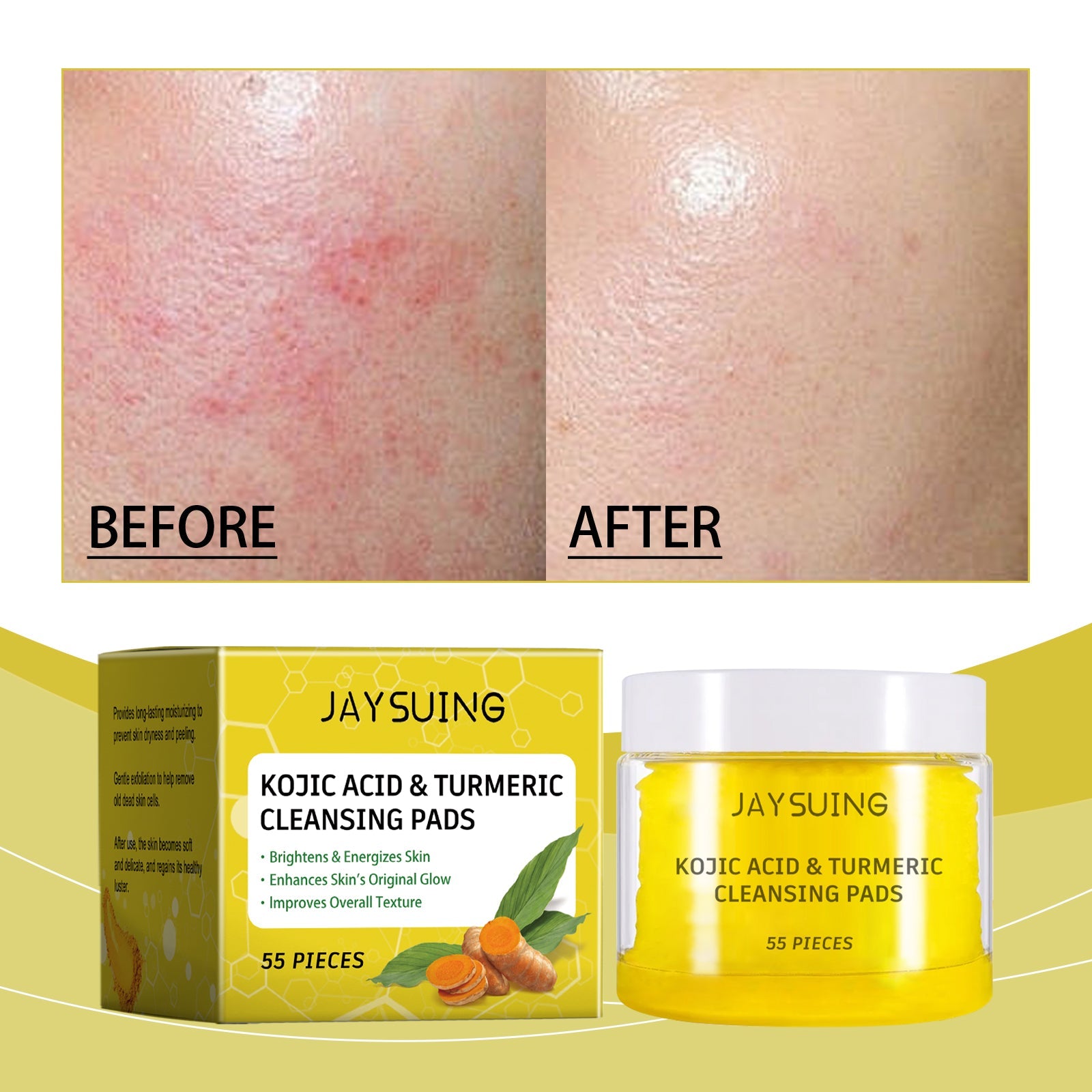 Jaysuing Turmeric Cleaning Pad Gently Cleans And Restores Dull Skin, Moisturizes And Brightens Skin