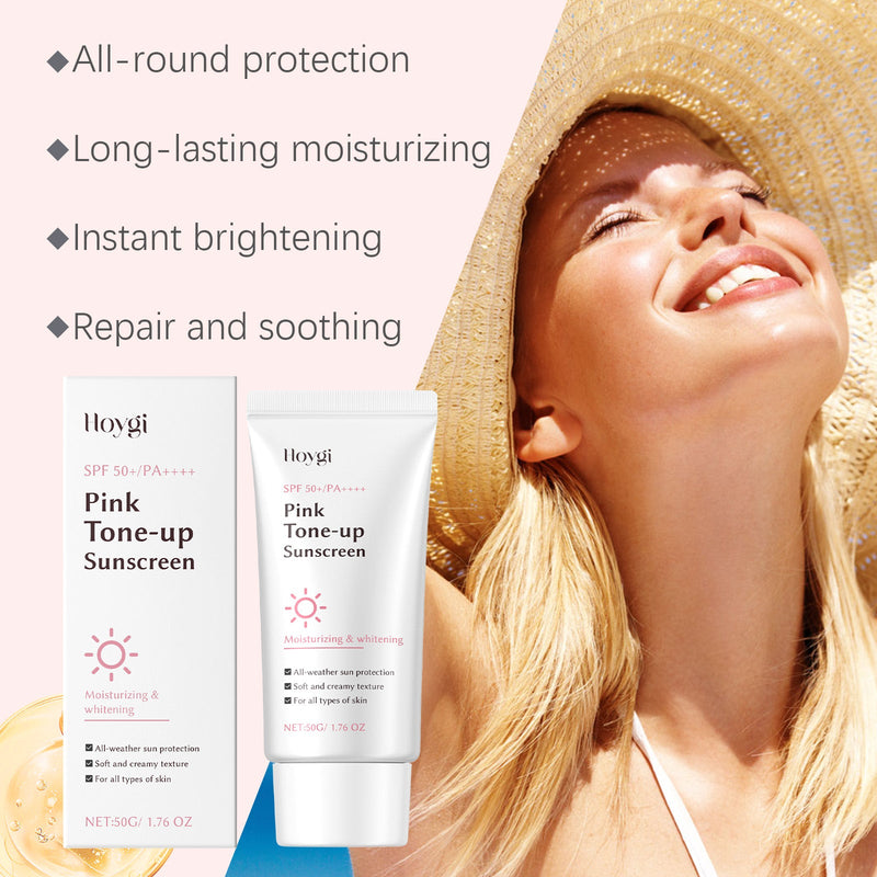 Hoygi Pink Brightening Protective Cream, Moisturizes With A Refreshing Texture Summer Outdoor Gentle Isolation Daily Protective Cream