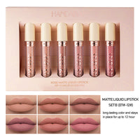 HANDAIYAN 6 Matte Rose Lip Gloss Liquid Lipsticks Are Not Easy To Stain The Cup Is Not Easy To Fade Matte Lip Gloss Set Cosmetics