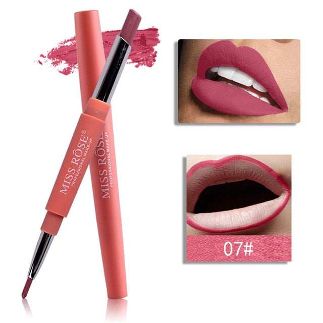MISS ROSE 1PC Double-end Lasting Lipliner Waterproof Lip Liner Stick Pencil 8 Colors Party Daily Makeup Lipliner Pen