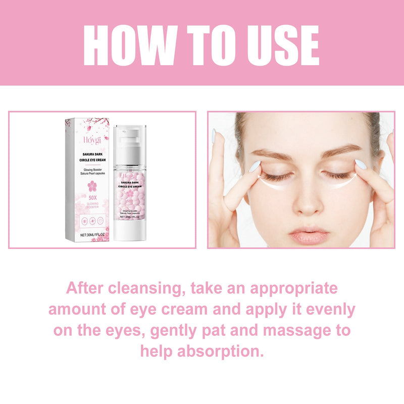 Sakura Dark Circle Eye Cream, Reduce Dark Eye Bags Around The Eyes Dull Brighten Moist Delicate Tight