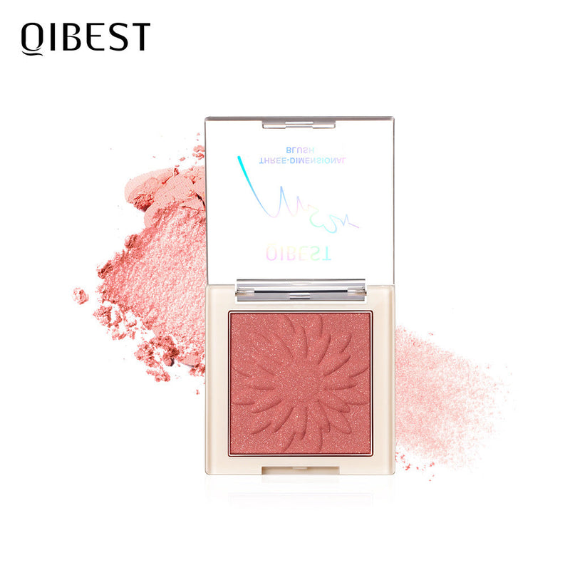 QIBEST Blush Powder Natural Repairing One Rouge Powder Is Not Easy To Take Off Makeup Matte Pearlescent Blush Powder