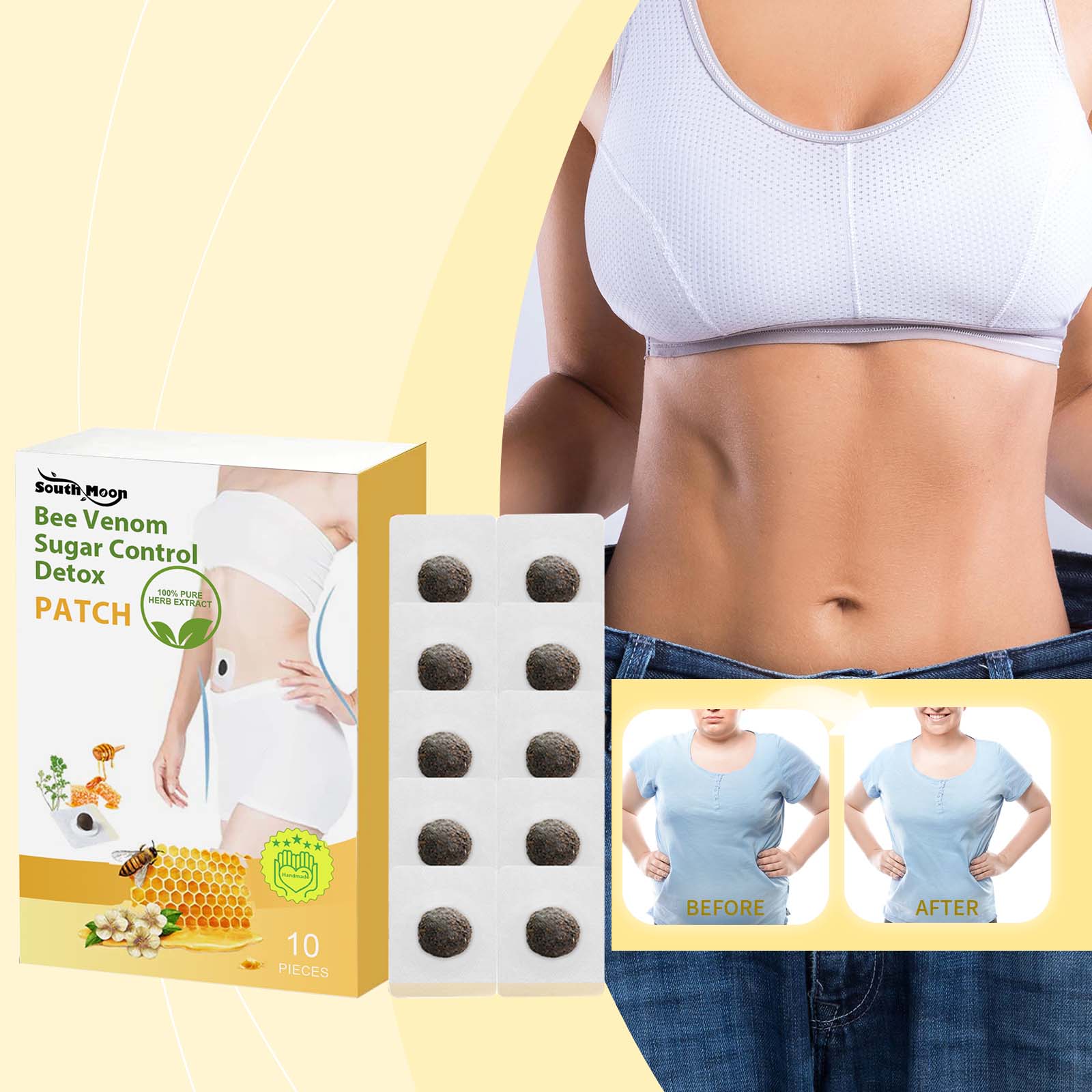 Bee Venom Body Shaping Patch, Firming Body Fat Arms Show Body Curves And Caring Tablets