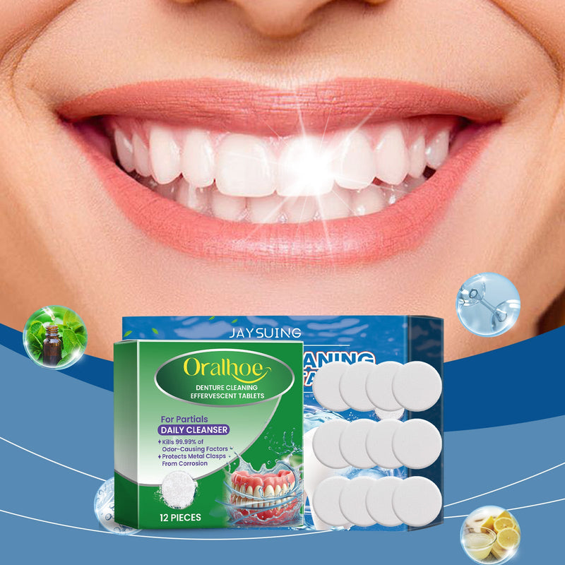 Oralhoe Denture Cleaning Tablet Clean Care Fresh Stain Removal Gentle Care Braces Denture Cleaning Tablet