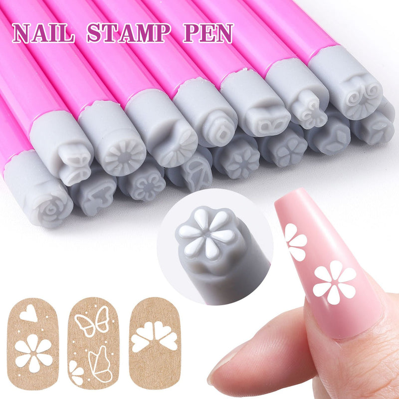 Silicone Head Nail Art Stamping Pen Butterfly Floral DIY Nail Stamp Transfer Tool