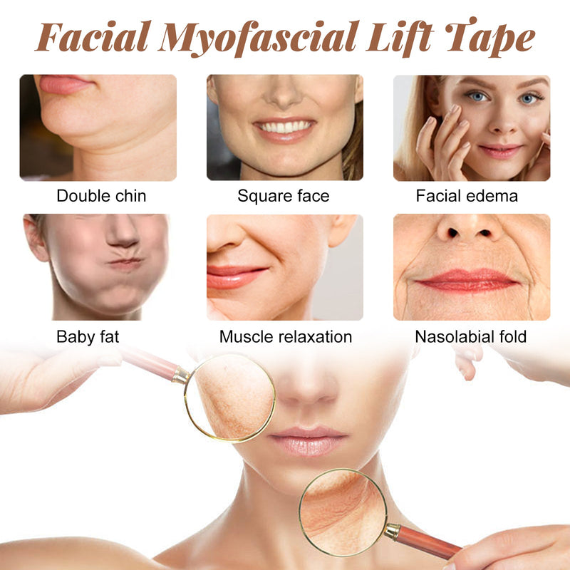 EELHOE Myofascial Face Tightening Band, Face Anti-Sagging Lift Chin V-Shaped Face Breathable Face Lifting Tape