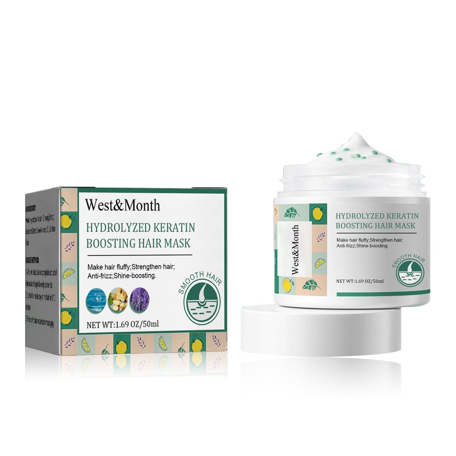West&Month Keratin Hair Mask, Moisturize Repair Split Ends Dry And Frizzy Smooth Hair Care Mask
